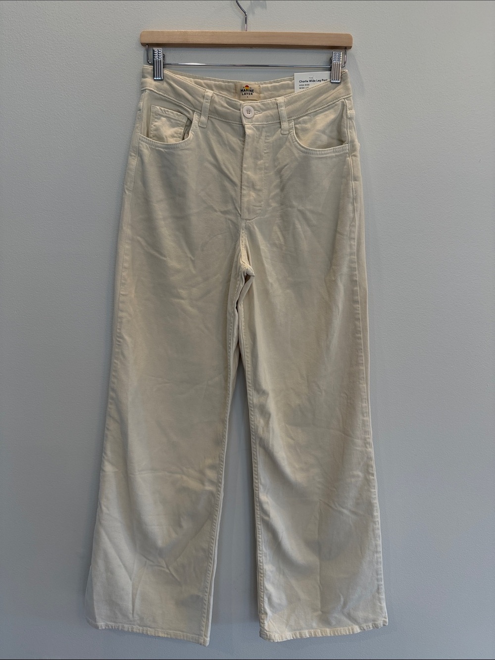 New NWT Marine Layer Charlie Wide Leg Pant High Rise Cream Ivory Size 6 - Picture 3 of 9